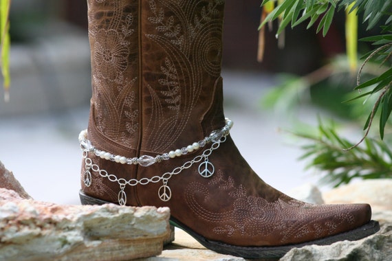 Boot Candy White Pearls and Peace with 