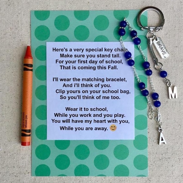 First Day of School Boys - Mom Son Jewelry - Separation Gift - Kindergarten - New Start - 1st Day of School - Back to School - Gift for Son