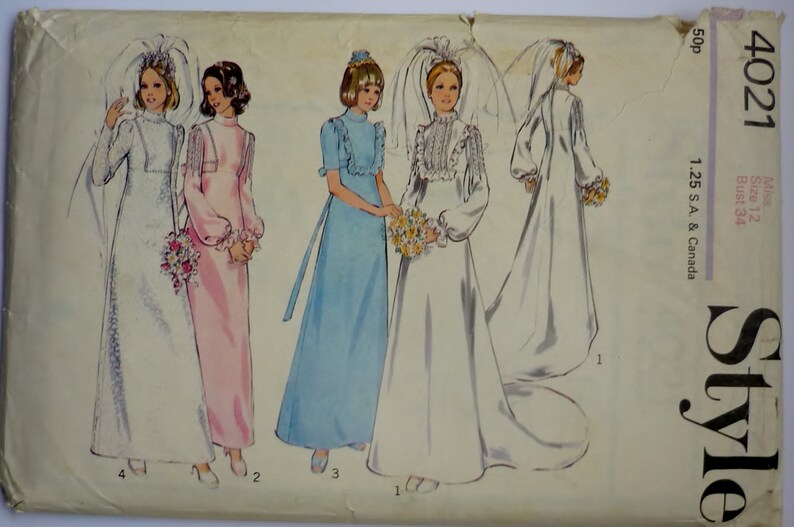 Vintage Sewing Patterns Style 4021 Wedding Or Bridesmaid Etsy