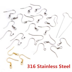 Never Fade 50-100pcs/lot 316 Stainless Steel Earring Hooks Earwire Clasp Hook for Earrings DIY Jewelry Making Supplies Findings image 1