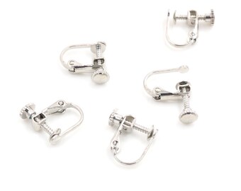 20pc Screw Back Clip On Earring Wire Hook Blank Base with 10mm Cabochons Pad