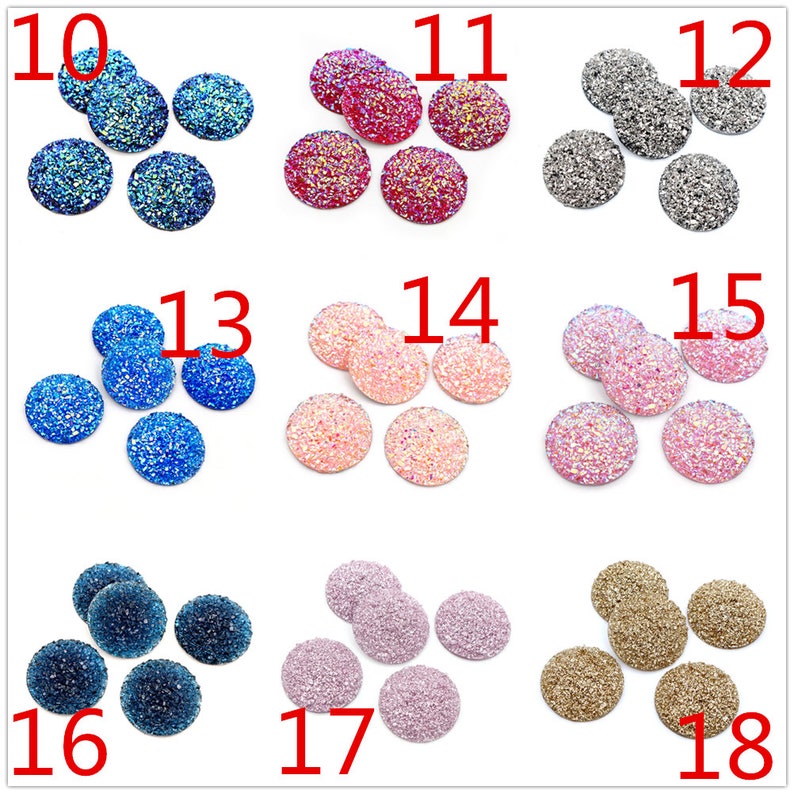 Neue Art und Weise 10 teile / los 20mm 25mm Mischungs-Farben natürliche erz-Art-flache Rückseite Harz-Cabochons für Armband-Ohrring-Zusätze Bild 4