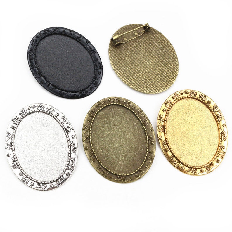 5 pièces 30x40mm taille intérieure Antique argent or et Bronze et noir broche broche Style Simple Base réglage pendentif 3
