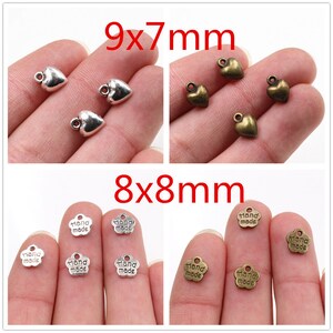 30/50/40pcs Antique Silver and Bronze Plated Heart Handmade Charms Pendant:DIY for bracelet necklace image 2