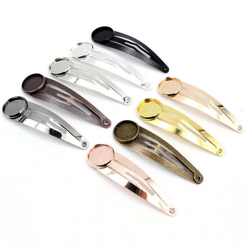 10pcs 12mm 16mm 18mm 20mm High Quality Classic 8 Colors Plated Copper Material Hairpin Hair Clips Hairpin Base Setting Cabochon Cameo base image 1