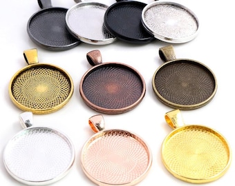 5pcs 20mm 25mm 30mm Inner Size 10 Colors Plated Classic pattern series Fit 20mm 25mm 30mm  Glass Cabochon Base Setting Tray