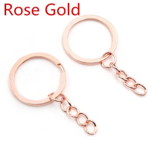 20pcs 25/28/30mm Porte-clés Porte-clés 7 couleurs plaqué 50mm Long Rond Split Porte-clés Porte-clés En gros Rose Gold