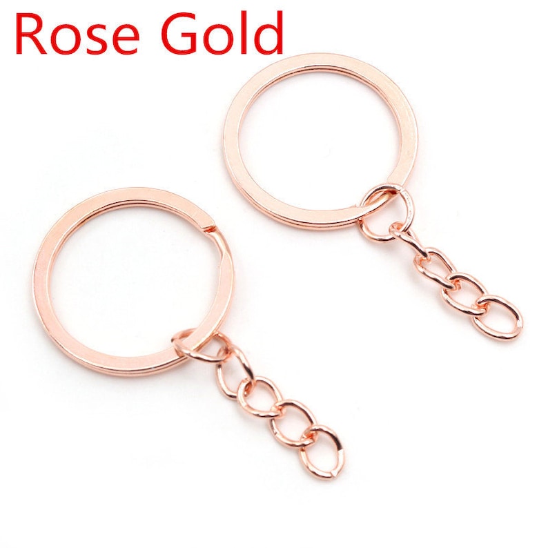 20pcs 25/28/30mm Porte-clés Porte-clés 7 couleurs plaqué 50mm Long Rond Split Porte-clés Porte-clés En gros Rose Gold