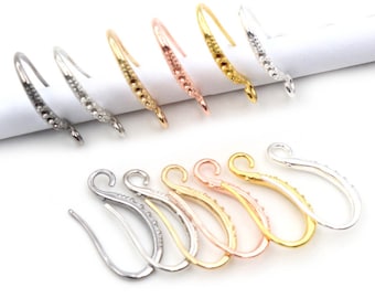 20pcs 19x10mm Rhodium Silver Gold Plated Earring Findings Earrings Clasps Hooks Fittings DIY Jewelry Making Accessories Earwire