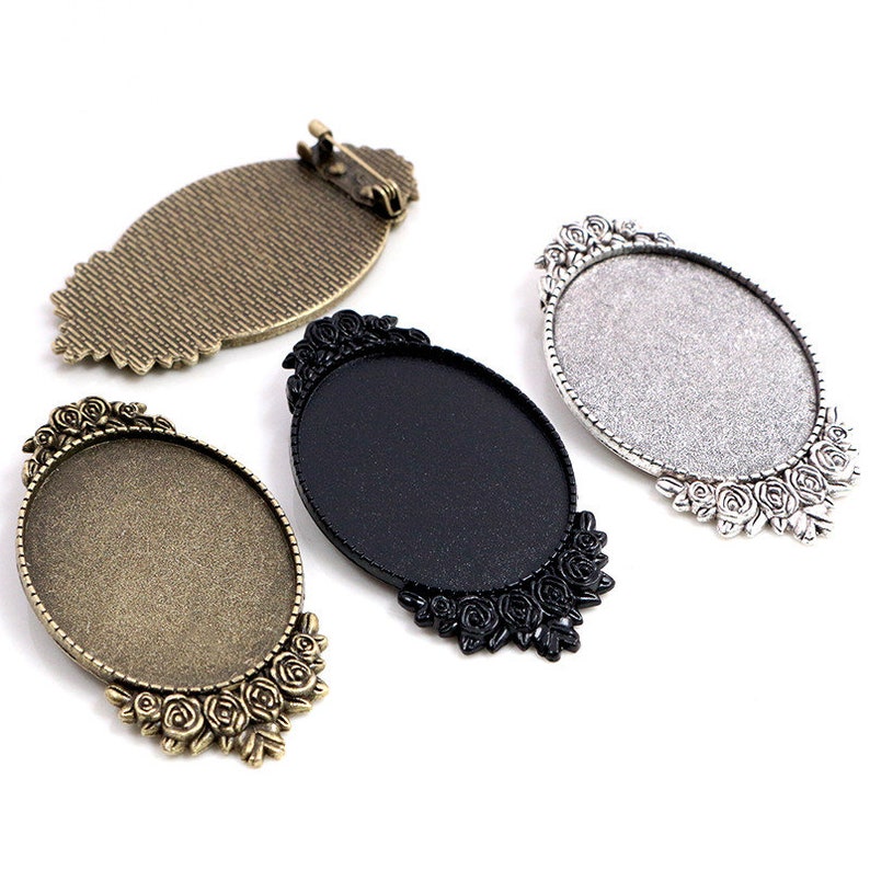 5 pièces 30x40mm taille intérieure Antique argent or et Bronze et noir broche broche Style Simple Base réglage pendentif 2