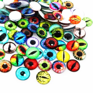 100 stücke 50 paar Drachen Augen Katzenauge Spielzeug Heißer Verkauf 6mm 8mm 10mm 12mm Handgemachte Foto Glas Cabochons DIY machen Zubehör Bild 3