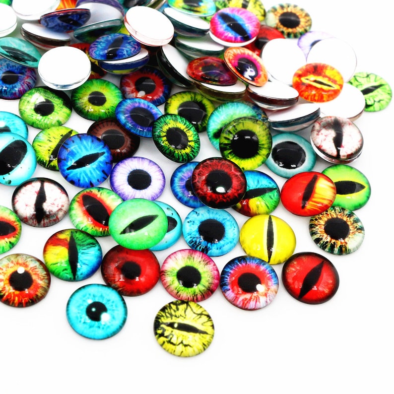 100 pièces 50 paires yeux de Dragon jouets œil de chat offre spéciale 6mm 8mm 10mm 12mm Cabochons en verre Photo faits à la main bricolage accessoires de fabrication image 3