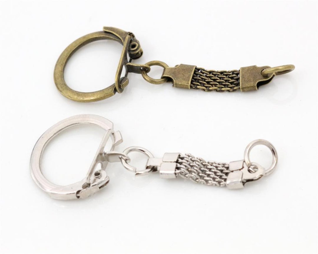 10pcs 60x24mm Key Ring Key Chain Rhodium and Bronze Colors Plated