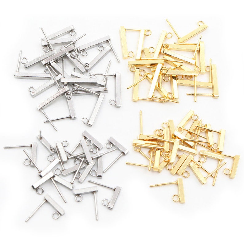 20pcs 10 15 20mm 316 Acero Inoxidable Pendientes Ganchos Bar Tubo Stud Pendientes Alambres De oído Conector DIY Joyería Haciendo Hallazgos imagen 5