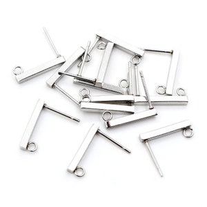 20pcs 10 15 20mm 316 Acero Inoxidable Pendientes Ganchos Bar Tubo Stud Pendientes Alambres De oído Conector DIY Joyería Haciendo Hallazgos imagen 7