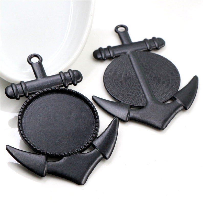 5pcs 30mm Inner Size Antique Silver and Bronze and Black Classic Style Cabochon Base Setting Charms Pendant image 5