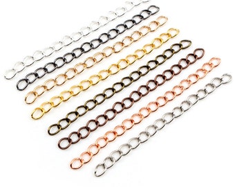 50pcs/lot 50mm 70mm 5x4mm Necklace Extension Chain Bulk Bracelet Extended Chains Tail Extender For DIY Jewelry Making Findings