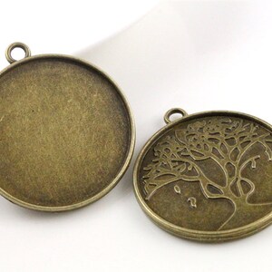 10pcs 20mm Inner Size Antique Silver and Bronze Plated Tree Style Cabochon Base Setting Charms Pendant image 3