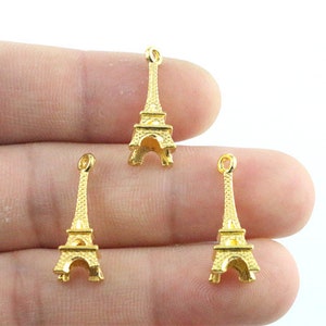 50pcs 23x8mm Antique Silver and Bronze and Gold Colors Plated Eiffel Tower Handmade Charms Pendant:DIY for bracelet necklace image 3