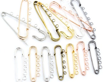 5pcs/lot Safety Pins Brooch Blank Base Brooch Pins 50/80/90mm Pins 3/5 Rings Jewelry Pin for Jewelry Making Supplies Accessorie