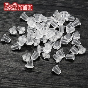 400pcs 53mm And 42mm plastic Earring Back Plug Cap Nail Accessories Anti-allergic Anti-inflammatory DIY Jewelry Accessories 5x3mm Bullet type