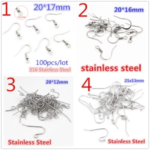 Never Fade 50-100pcs/lot 316 Stainless Steel Earring Hooks Earwire Clasp Hook for Earrings DIY Jewelry Making Supplies Findings image 2