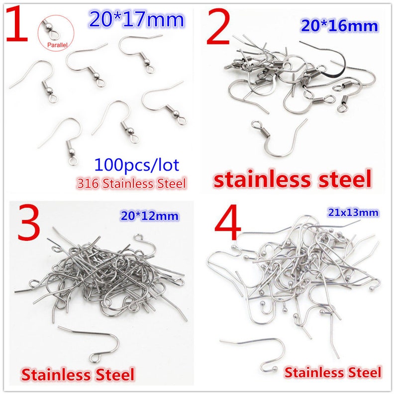 Never Fade 50-100pcs/lot 316 Stainless Steel Earring Hooks Earwire Clasp Hook for Earrings DIY Jewelry Making Supplies Findings image 2