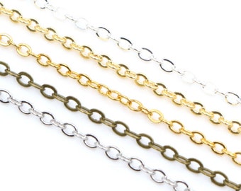 5 Meters/lot 2.4x1.8mm 5 Colors Plated Welded Iron Cable Chains Necklace DIY Jewelry Making Findings Accessories