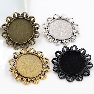 5pcs 25mm Inner Size Antique Silver and Antique Bronze and Antique Gold Plated Brooch Cabochon Base Setting