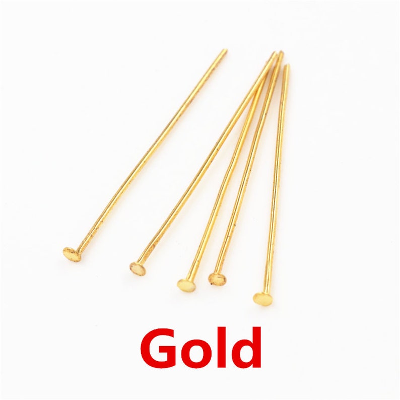 200pcs / borsa 16 20 25 30 35 40 45 50mm Perni a testa piatta Oro / Argento / Rame / Rodio per i risultati dei gioielli Fare forniture fai-da-te immagine 6