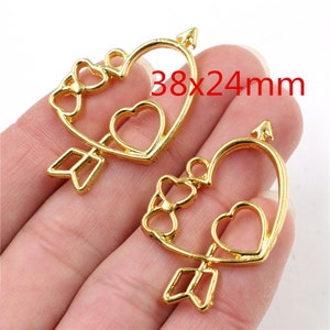 30/20/6pcs Antique Silver/Gold/Bronze/Antique Gold Heart Charms Pendant image 3