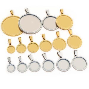 5 stücke 10-40 mm Innere Größe Dicke Edelstahl Vergoldet Anhänger Cabochon Blank Basis Einstellung Charm Tablett DIY Schmuck Zubehör