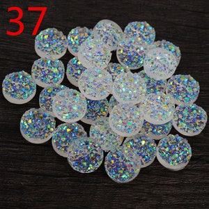 40pcs/Lot 8mm 10mm 12mm Natural ore Style Flat back Resin Cabochons For Bracelet Earrings accessories 37