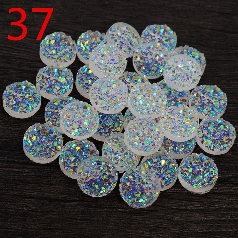 40 unids/lote 8mm 10mm 12mm estilo mineral Natural cabujones de resina con parte posterior plana para pulsera pendientes accesorios 37