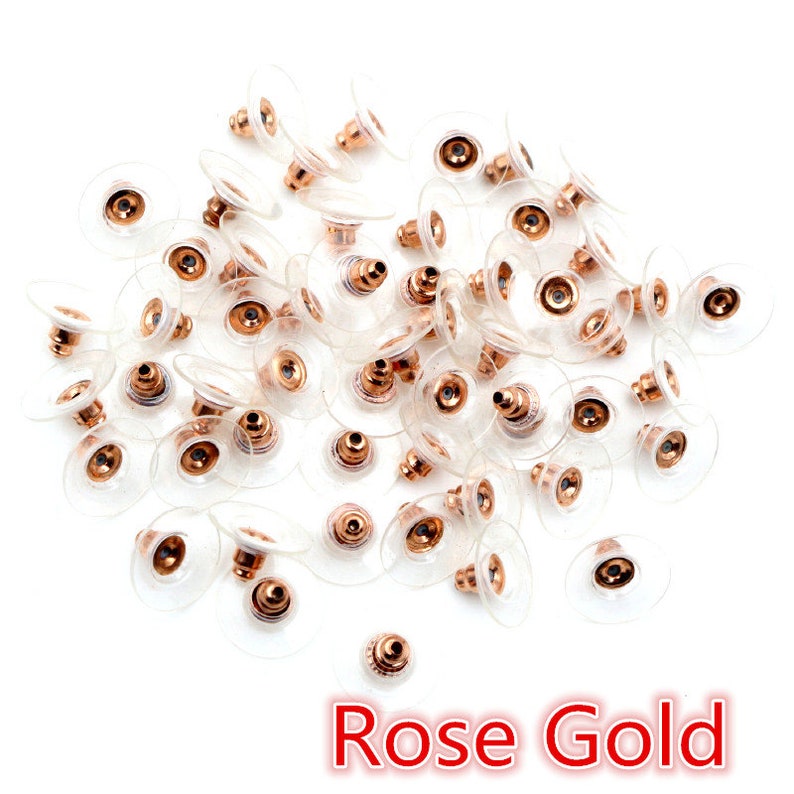 100pcs 11x6mm Plastic Metal Earring Backs Bullet Stoppers Earnuts Ear Plugs Gold Silver Plated Findings Jewelry Accessories image 5