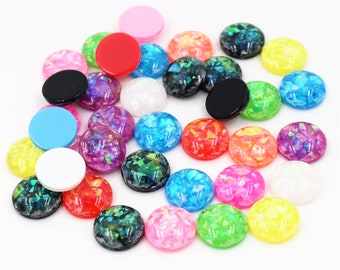 New New New Style !!! 40pcs 12mm Mix Colors Built-in metal foil Flat back Resin Cabochons Cameo