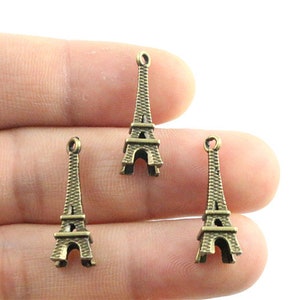 50pcs 23x8mm Antique Silver and Bronze and Gold Colors Plated Eiffel Tower Handmade Charms Pendant:DIY for bracelet necklace image 4