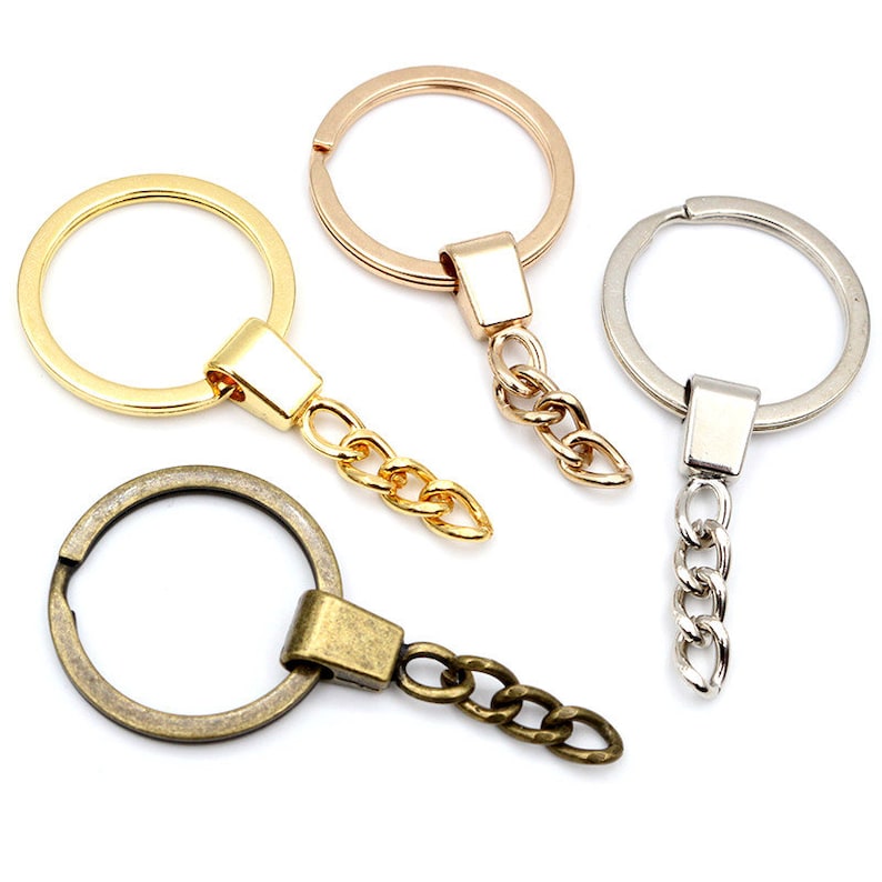 10pcs/lot Key Ring Taille de lanneau: 30mm Porte-clés Rhodium Bronze Gold Plaqué 50mm Long Round Split Keychain Keyrings Wholesale image 1