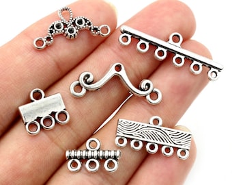 30pcs Antique Silver Plated Vintage Bar Rectangle Retro Connector Charm Pendant DIY Necklace Jewelry Findings Accessories