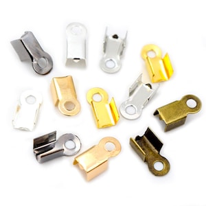 200pcs/lot Cove Clasps Cord End Caps String Ribbon Leather Clip Tip Fold Crimp Bead Connectors For DIY Jewelry Making Supplies Findings