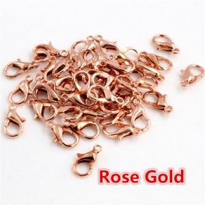 10x5mm/126mm 50 unids/lote 9 colores plateados accesorios de joyería de moda, ganchos de cierre de langosta de aleación para collar y cadena de pulsera DIY Rose Gold