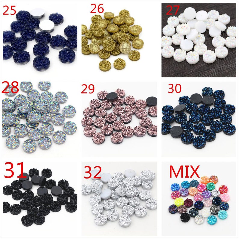 40 unids/lote 8mm 10mm 12mm estilo mineral Natural cabujones de resina con parte posterior plana para pulsera pendientes accesorios imagen 5