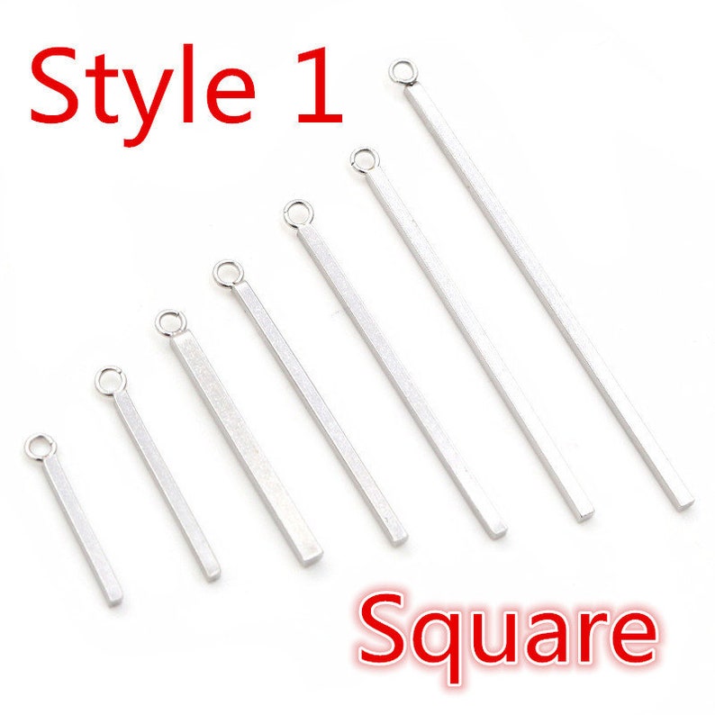 20pcs 10 15 20 25 30 35 40 50mm Stainless Steel Rectangular Straight Tube for Earrings Findings Jewelry Necklace Pendant Charms Style1