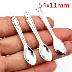 20/50pcs Star Spoon Fork Pendant Charm Antique Silver Plated Metal Charms DIY Jewelry Making Accessories imagen 4