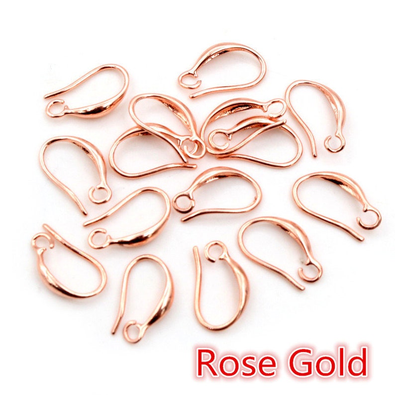 Haute qualité 15x9mm 20pcs Classique 7 Couleurs Plaqué Laiton Français Boucle doreilles Crochets De Fil Réglages Paramètres de base Vente entière Rose Gold