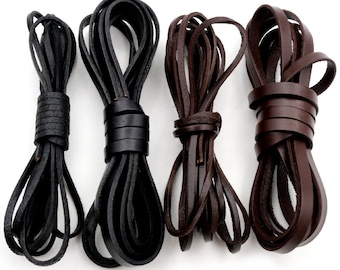 2m/lot 2/3/4/5/6/8mm Genuine Cow Leather Flat Strand Thong Cord DIY Bracelet Findings Rope String For Jewelry Making Accessories