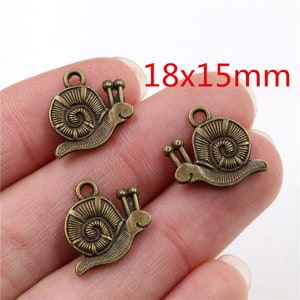 30/15/20/10pcs Bronze Snail/Owl/Rabbit/Crab Cute Small Charms Pendant for DIY Jewelry Making image 3