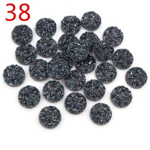 40 unids/lote 8mm 10mm 12mm estilo mineral Natural cabujones de resina con parte posterior plana para pulsera pendientes accesorios 38