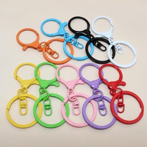 Puede incluir: Una colección de llaveros coloridos en varios tonos, incluyendo naranja, azul, negro, blanco, amarillo, verde, rosa, morado y rojo. Cada llavero presenta un anillo redondo y un mosquetón para una fácil fijación.