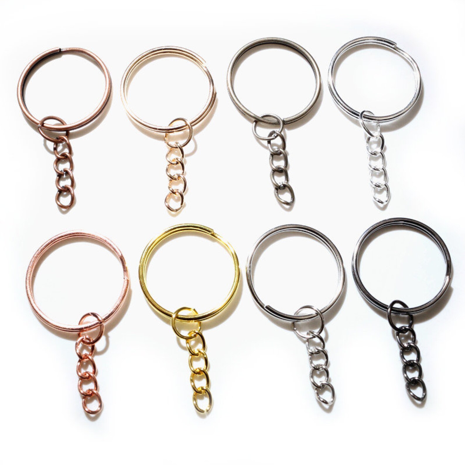 20pcs Key Ring Key Chain Round Split Keyfob Keyrings With Jump Ring for ...